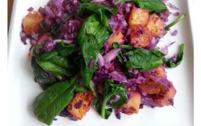 Red Cabbage, Spinach & Pineapple Warm Salad Stir-Fry